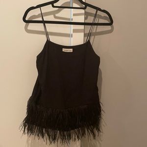 Black tank top with feather bottom